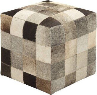 Contemporary Cowhide Leather Stool Ottoman Patchwork - Olivia & May