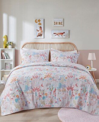 Iris Woodland Animals Reversible Cotton 2 Piece Quilt Set, Twin