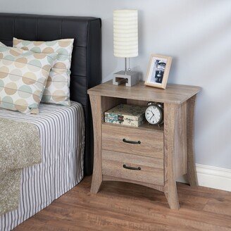 CDecor Carlos Nightstand with 2 Drawers and Open Shelving