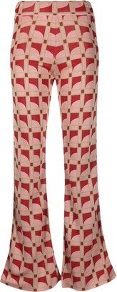 PAULA Moonstone flared jacquard trousers