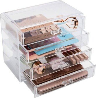 Stackable Makeup Storage Display - 4 Large Drawers - Clear