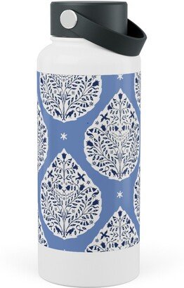 Photo Water Bottles: Conway Paisley - Cobalt And Navy Stainless Steel Wide Mouth Water Bottle, 30Oz, Wide Mouth, Blue