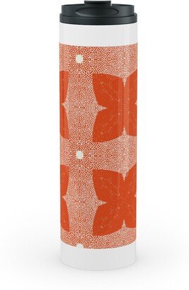 Travel Mugs: Red Geo Garden - Red Stainless Mug, White, 20Oz, Red