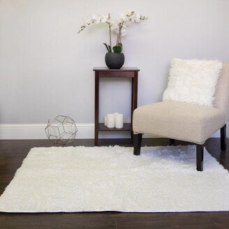 Sweet Home Collections Plush Faux Fur Shag Solid Rectangle Floor Area Rug 4x5 - White