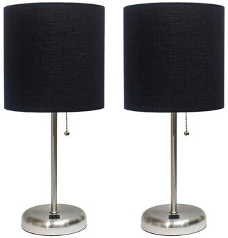 Lalia Home Laila Home Stick Lamp With Usb Charging Port And Fabric Shade 2Pk Set