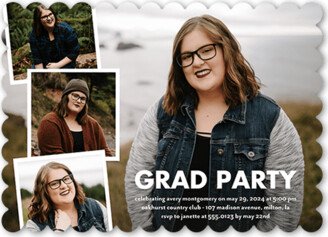 Graduation Invitations: Class Snaps Graduation Invitation, White, 5X7, Pearl Shimmer Cardstock, Scallop