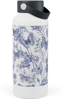 Photo Water Bottles: Butterflies And Wild Flowers Stainless Steel Wide Mouth Water Bottle, 30Oz, Wide Mouth, Blue