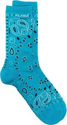 Bandana-Print Ribbed Socks