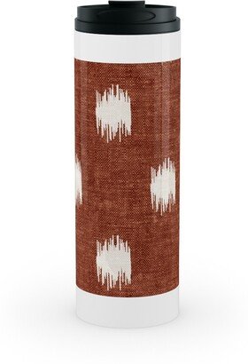 Travel Mugs: Ikat Polka Dots - Rust Stainless Mug, White, 16Oz, Red