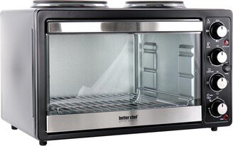 Central Xl Toaster Oven and Broiler with Dual Solid Element Burners in Black