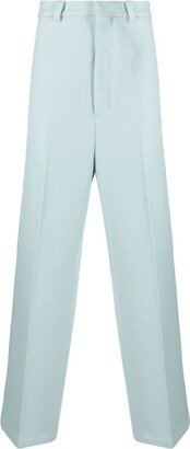 Wool-Blend Gabardine Wide-Leg Trousers-AA