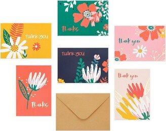 Outshine Co Blank Thank You Cards with Envelopes in Cute Storage Box - Set of 36 (Floral)