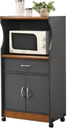 Hodedah Import Microwave Kitchen Cart in Gray Oak - Hodedah