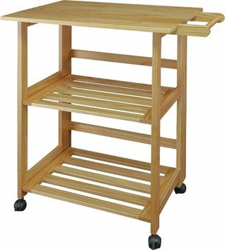 Folding Kitchen Cart with Two Shelves and One Handle Natural - Flora Home