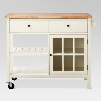 Windham Wood Top Kitchen Island Off-White