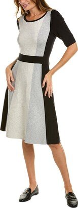 Milano Black, Silver & Grey Melange Colorblocked Fit & Flare Dress