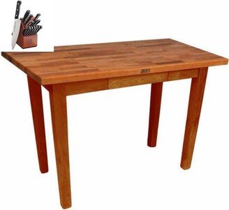 Oak 48x36 Butcher Block W/ Caseter & Henckels Knife Set