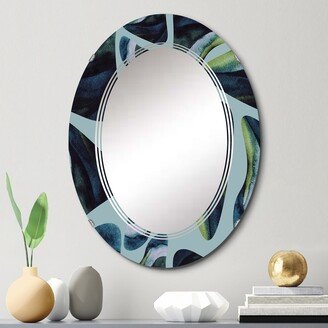 Designart 'Organic Decorative Elements On Blue' Printed Modern Wall Mirror