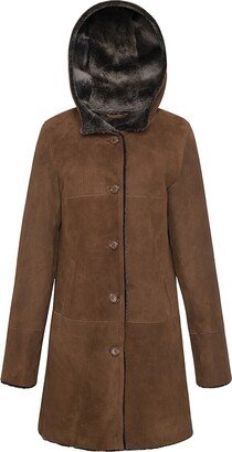 Premium Shearling Hooded Parka Coat