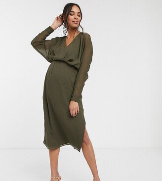 ASOS DESIGN Maternity slouchy midi dress with blouson sleeve