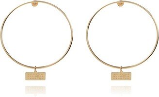 Logo-Plaque Polished Finish Hoop Earrings