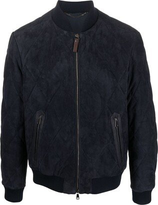 Quilted Suede Bomber Jacket