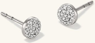 Pave Diamond Round Studs White Gold