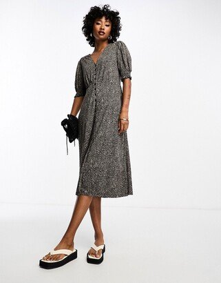jersey smock midi dress in leopard print