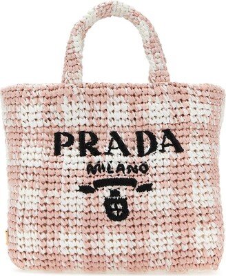 Logo-Knitted Small Crochet Tote Bag