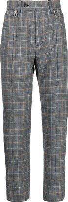 Zip-Detail Check-Print Wool Trousers