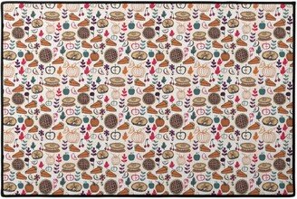 Door Mats: Thanksgiving Apple And Pumpkin Pies Door Mat, Multicolor