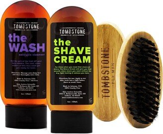 Tombstone For Men The Wash Salicylic Cleanser & The Shave Cream Set W/ The Beard Brush-AA