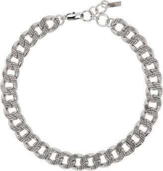 Silver Monogram Chain Link Necklace