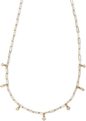 Willow 14k Yellow Gold Strand Necklace in White Diamond