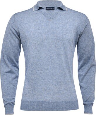 Long Sleeve Wool Blend Sweater Polo