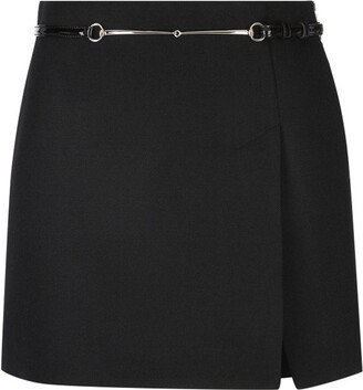 Horsebit Front Slit Mini Skirt