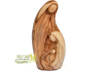 Holy Family Statue, Olive Wood Figurine, Wooden Made in The Land, Unique Religious Gift