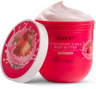 Lovery Strawberry Milk Body Butter, Bath and Body Care, 12 Oz