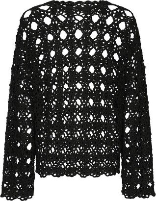 Crochet-Knit Cotton Sweater