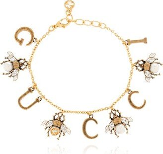 Logo Charms Bee Embellished Bracelet