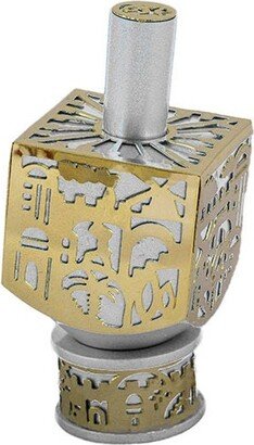 Yair Emanuel Medium Decorative Hanukkah Dreidel With Stand - Jerusalem Filigree Cutout Gift