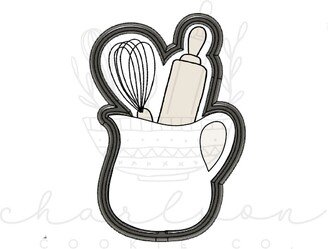 Pitcher With Baking Utensils Cookie Cutter