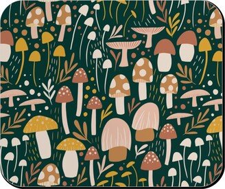 Mouse Pads: Woodland Mushroom Meadow - Green Mouse Pad, Rectangle Ornament, Green