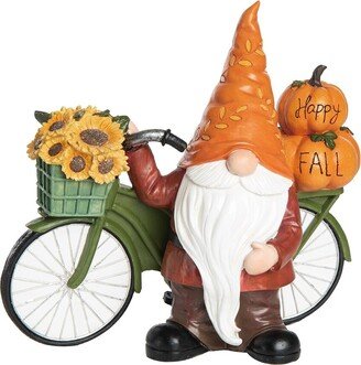 Resin 13.75In Multicolored Harvest Gnome Bicycle Decor