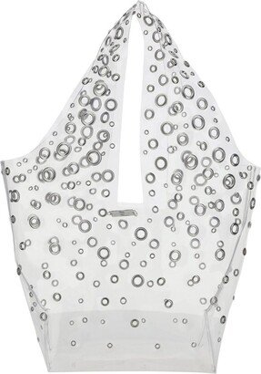 Eyelet-Embellished Top Handle Bag