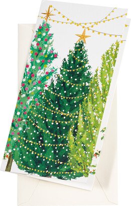 Caspari Money Holder Christmas Trees Green/Gold Pkg/4