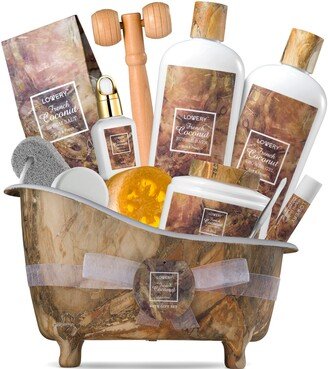 Lovery French Coconut Bath and Body Relaxation Gift Basket, 13 Piece