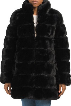 Reversible Faux Fur Stand Collar Coat for Women-AA