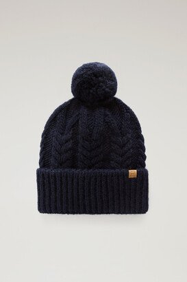 Beanie in Wool and Alpaca Blend with Pom-Pom