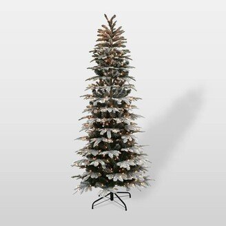 7.5ft Pre-Lit Flocked Alaskan Fir Artificial Christmas Tree - Puleo